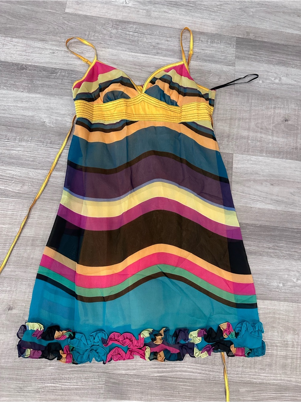 Double Zero Yellow and Blue Striped Sundress